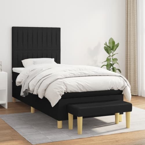 Ramsäng med madrass svart 90x200 cm tyg