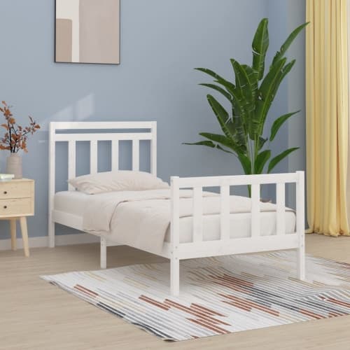 Sängram vit massiv furu 100x200 cm