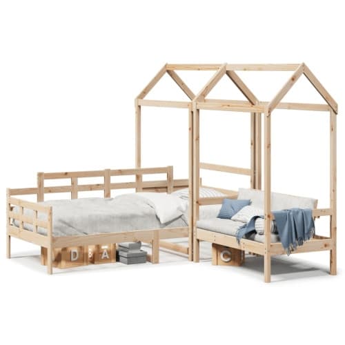 Dagbädd med bänk och tak 90x190 cm massiv furu