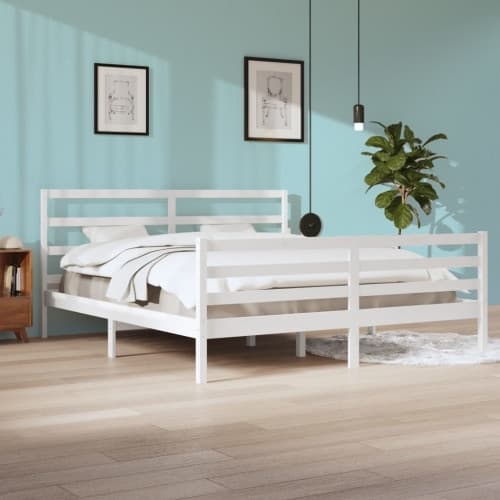 Sängram vit massiv furu 200x200 cm