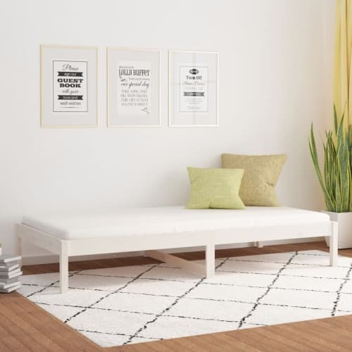 Dagbädd utan madrass vit 90x200 cm massiv furu