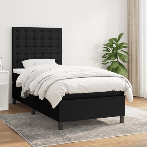 Ramsäng med madrass svart 90x200 cm tyg
