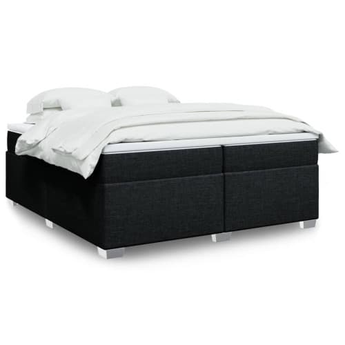 Ramsäng med madrass svart 200x200 cm tyg