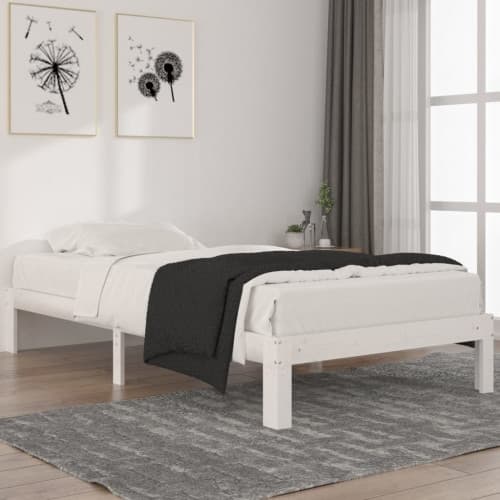Sängram vit massiv furu 100x200 cm