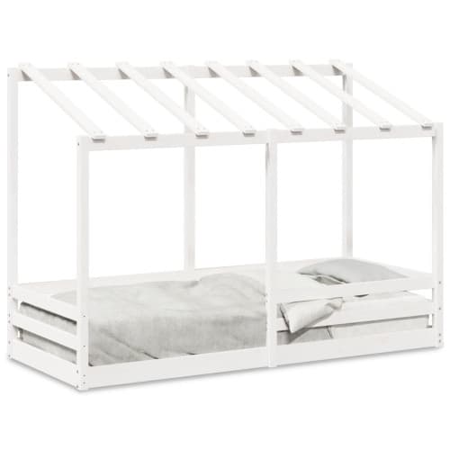 Barnsäng med tak vit 75x190 cm massiv furu
