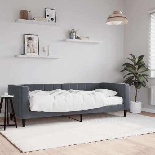 Dagbädd med madrass mörkgrå 80x200 cm sammet