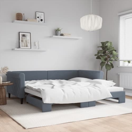 Dagbädd utdragbar mörkgrå 100x200 cm sammet