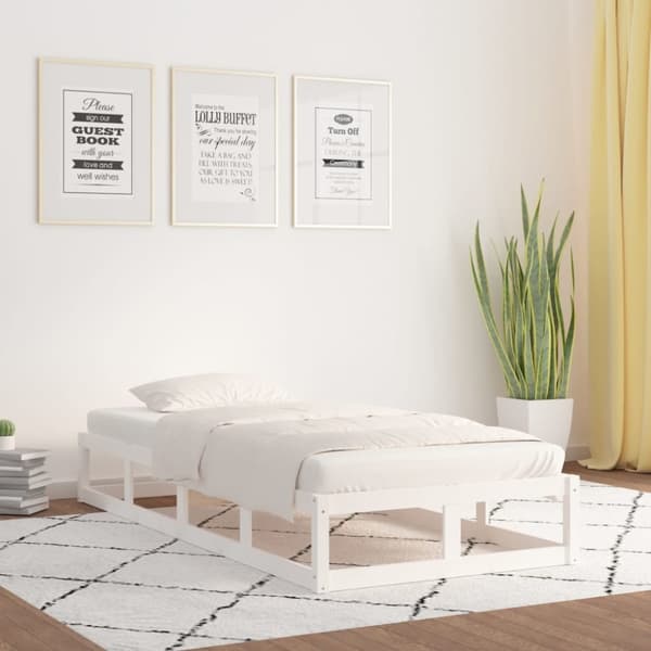 Sängram massivt trä 75x190 cm vit