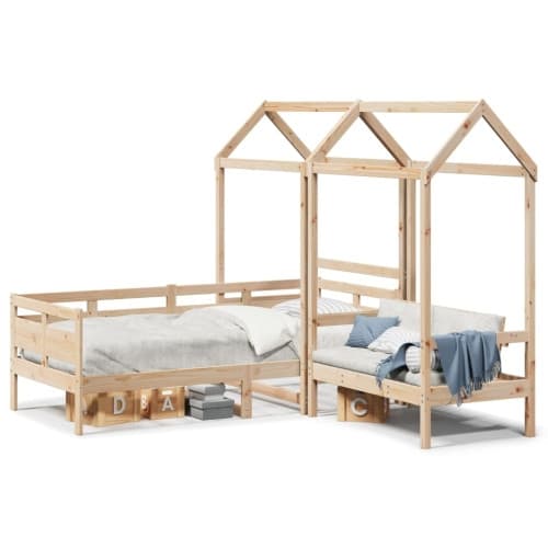 Dagbänk med bänk och tak 90x200 cm massiv furu