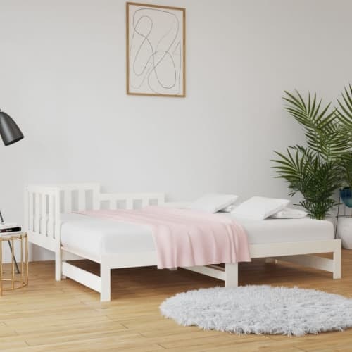 Utdragbar dagbädd vit 2x(80x200) cm massiv furu