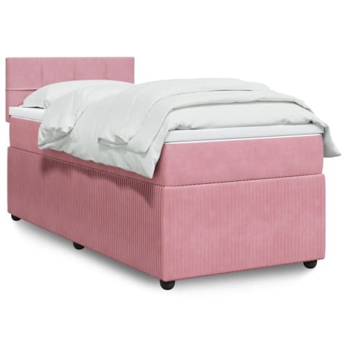 Ramsäng med madrass rosa 90x200 cm sammet