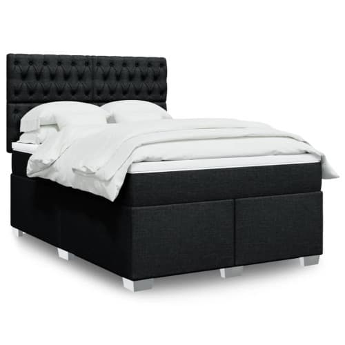 Ramsäng med madrass svart 140x190 cm tyg