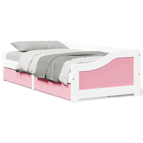 Dagbädd med 2 lådor utan madrass IRUN vit&rosa 90x200 cm