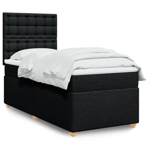 Ramsäng med madrass svart 90x190 cm tyg