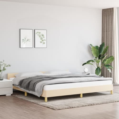 Sängram utan madrass gräddvit 200x200 cm tyg
