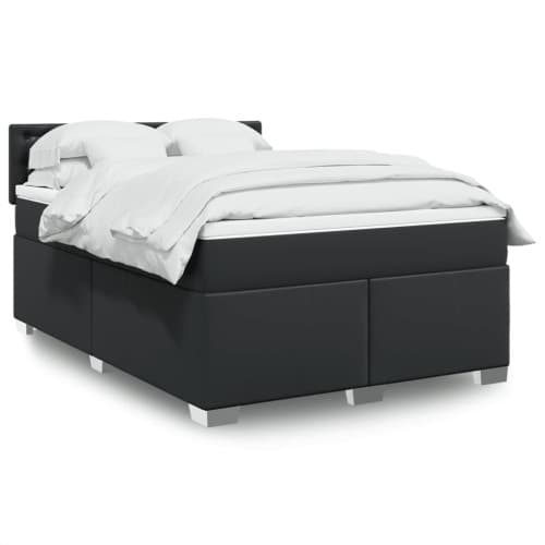 Ramsäng med madrass svart 140x190 cm konstläder
