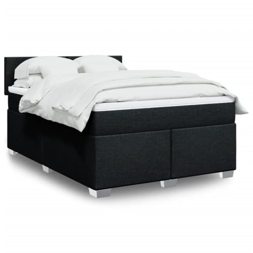 Ramsäng med madrass svart 140x190 cm tyg