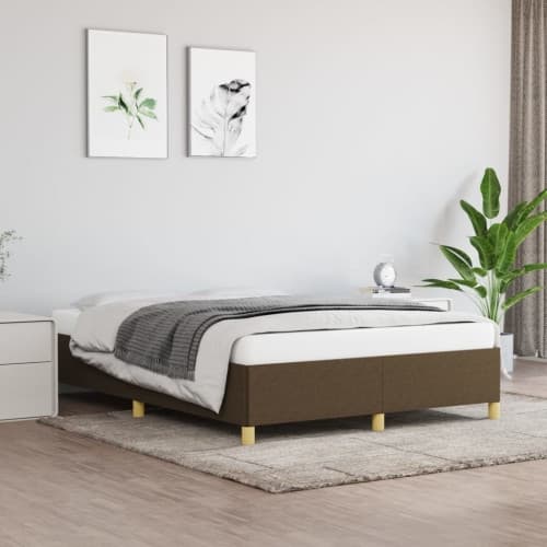 Sängram utan madrass mörkbrun 140x190 cm tyg