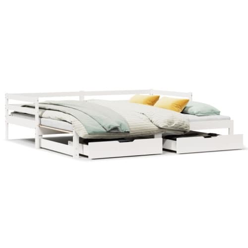 Dagbädd utdragbar med lådor utan madrass vit 90x190 cm