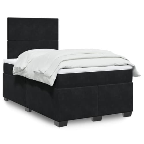 Ramsäng med madrass svart 120x190 cm sammet