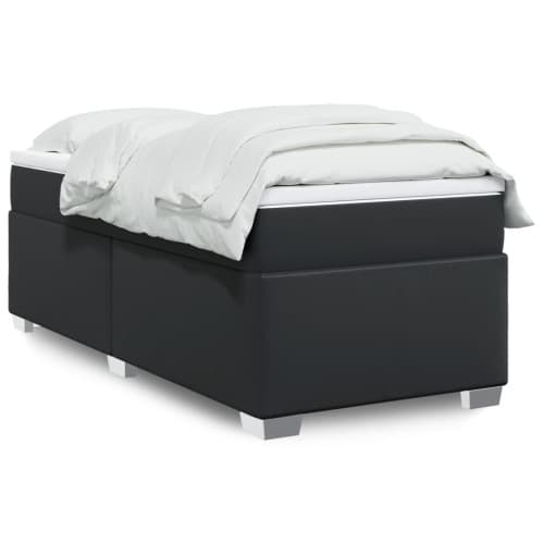 Ramsäng med madrass svart 90x190 cm konstläder