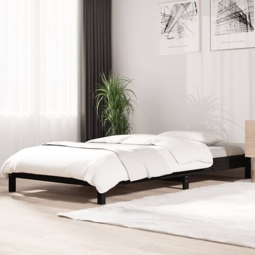 Stapelbar säng svart 75x190 cm massivt furuträ