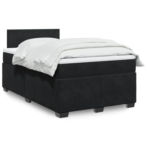 Ramsäng med madrass svart 120x190 cm sammet