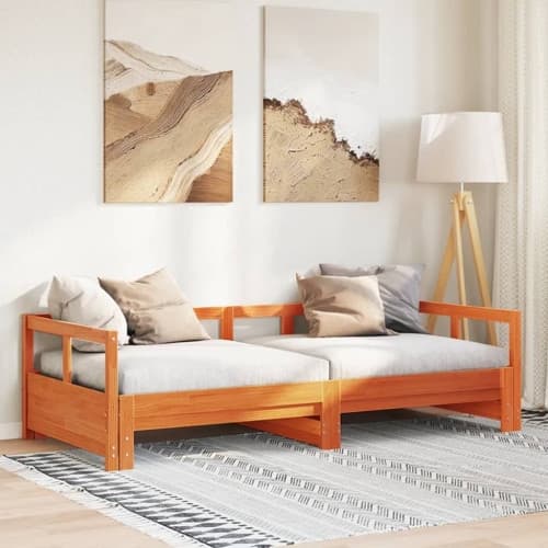 Dagbädd utan madrass vaxad brun 90x200 cm massiv furu