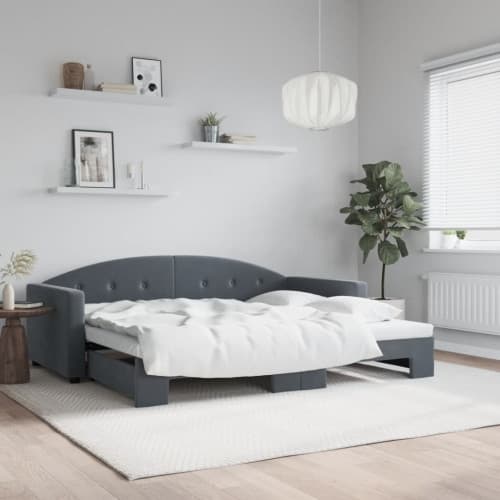 Dagbädd utdragbar mörkgrå 90x200 cm sammet