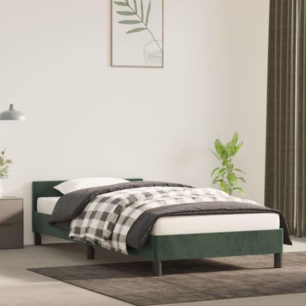Sängram utan madrass mörkgrön 100x200 cm sammet