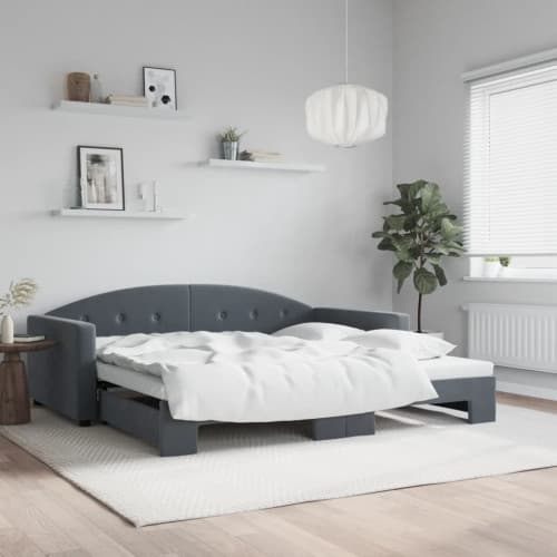 Dagbädd utdragbar mörkgrå 100x200 cm sammet