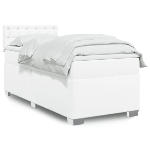 Ramsäng med madrass vit 90x190 cm konstläder