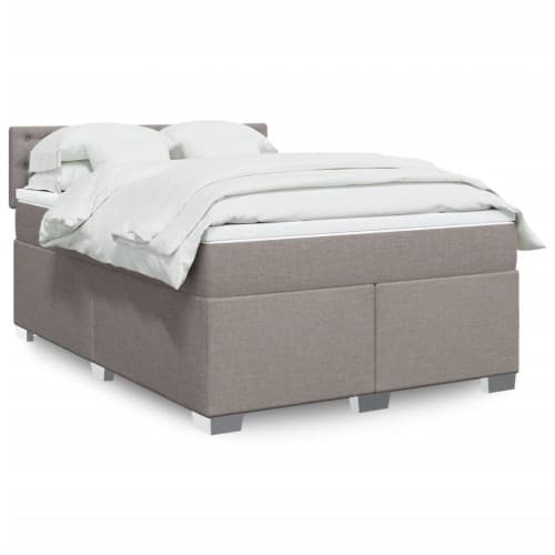 Ramsäng med madrass taupe 140x200 cm tyg