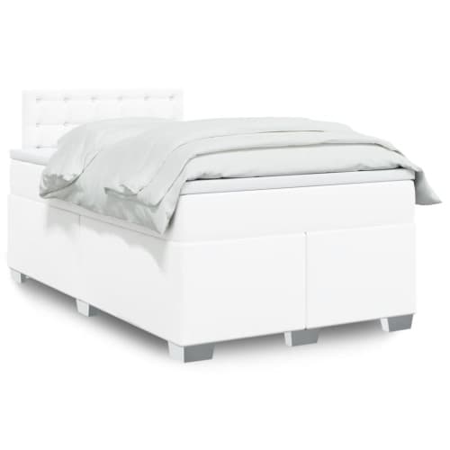 Ramsäng med madrass vit 120x200 cm konstläder