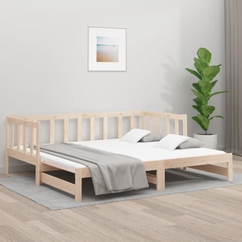 Utdragbar dagbädd 2x(80x200) cm massiv furu