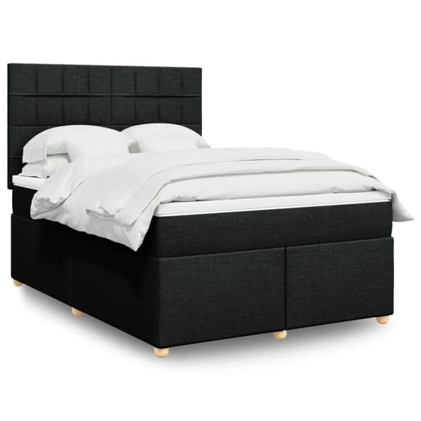 Ramsäng med madrass svart 140x190 cm tyg