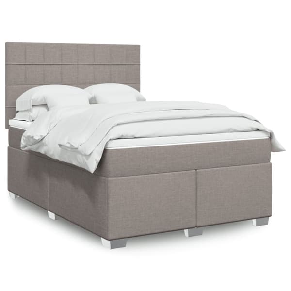 Ramsäng med madrass taupe 140x190 cm tyg