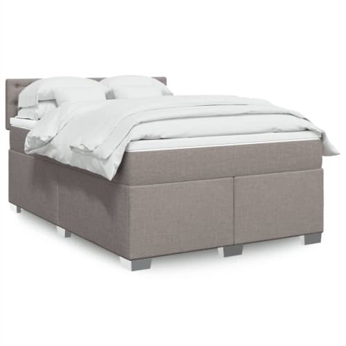 Ramsäng med madrass taupe 140x190 cm tyg