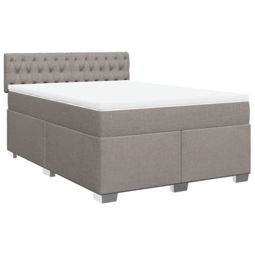 Ramsäng med madrass taupe 140x190 cm tyg