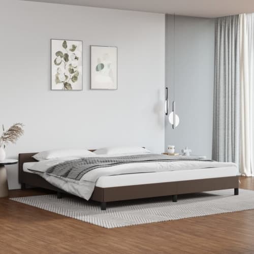 Sängram med huvudgavel utan madrass brun 200x200 cm