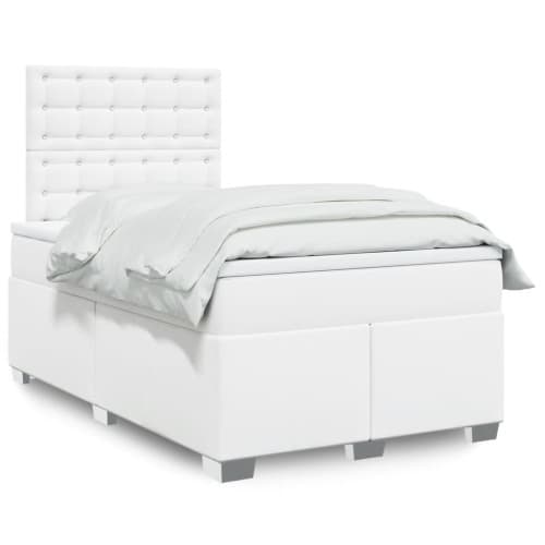 Ramsäng med madrass vit 120x200 cm konstläder