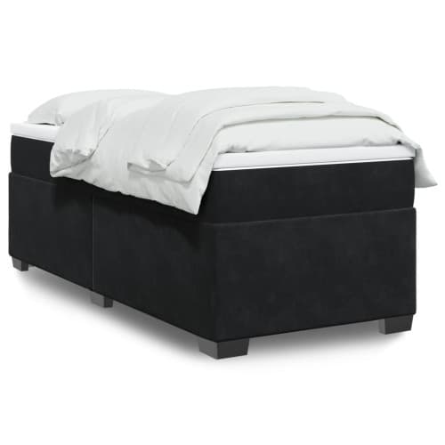 Ramsäng med madrass svart 100x200 cm sammet