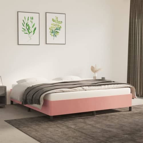Sängram rosa 180x200 cm sammet