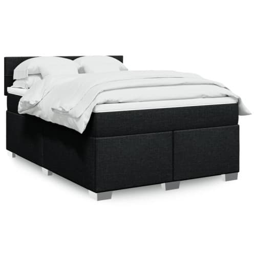 Ramsäng med madrass svart 140x190 cm tyg