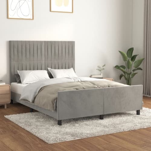 Sängram utan madrass ljusgrå 140x190 cm sammet