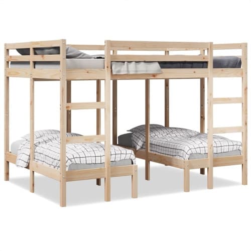 Våningssäng 3 platser 140x200/70x140 cm massiv furu