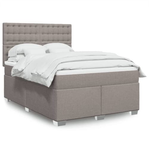 Ramsäng med madrass taupe 140x200 cm tyg