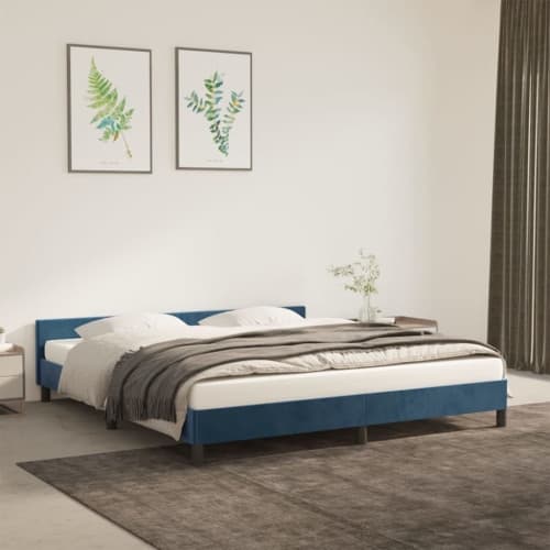 Sängram utan madrass mörkblå 160x200 cm sammet
