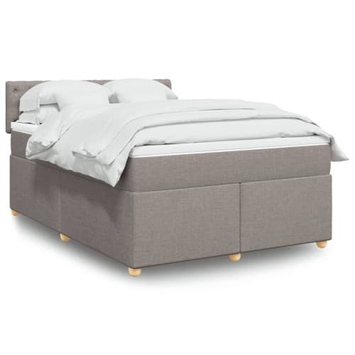 Ramsäng med madrass taupe 160x200 cm tyg
