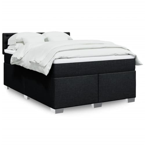 Ramsäng med madrass svart 140x190 cm tyg